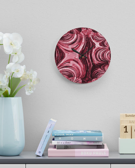 Uzi Spiral Ruby Acrylic Wall Clock, Round or Square, 10.75" x 10.75"
