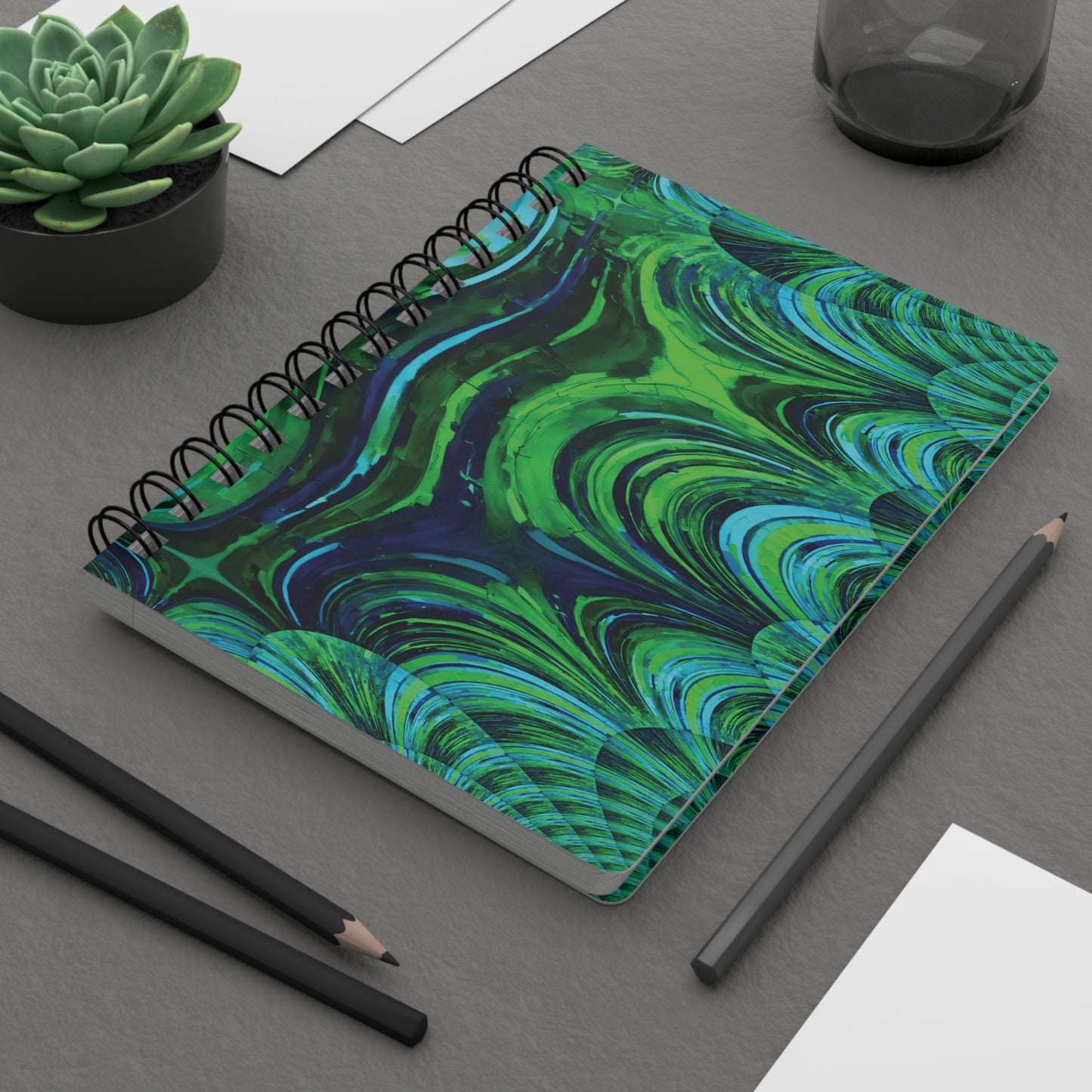 Uzi Spiral Blue Green Bound Journal, 5" x 7" 150 pages