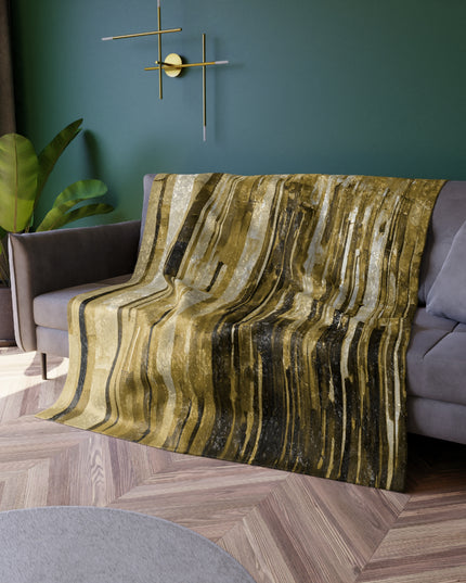 Striped Light Brown 50" x 60" Crushed Velvet Blanket