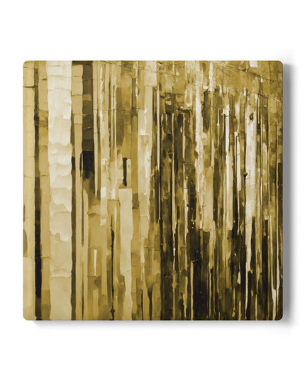 Striped Light Brown 4" x 4" Square Ceramic Coaster
