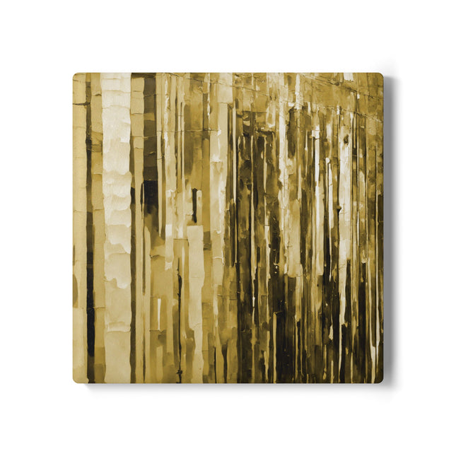 Striped Light Brown 4" x 4" Square Ceramic Coaster