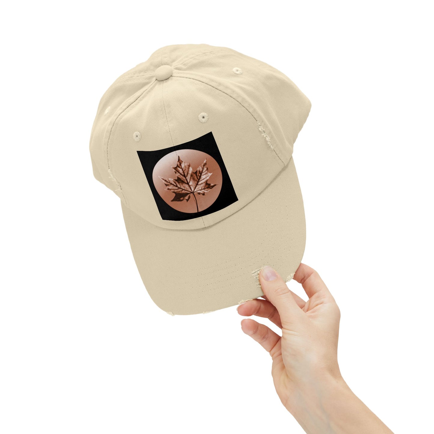 Soft Maple Leaf Unisex Distressed Cap