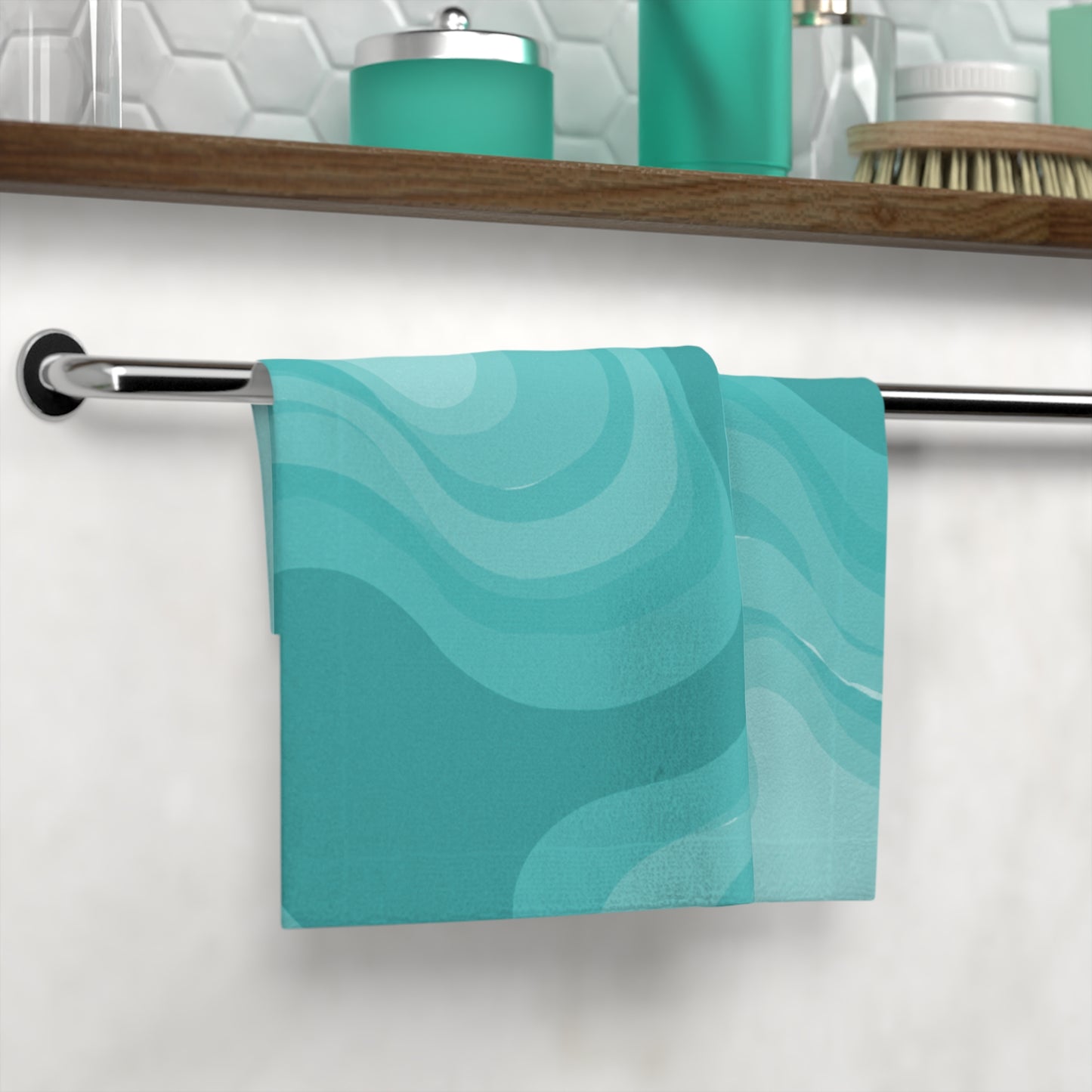 Tif Green Wavey 13" x 13" Face Towel