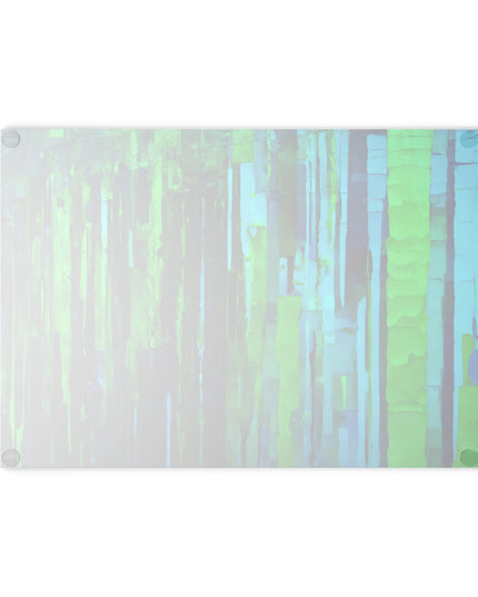 Striped Blue Green 8" x 11" Glass Cutting Board