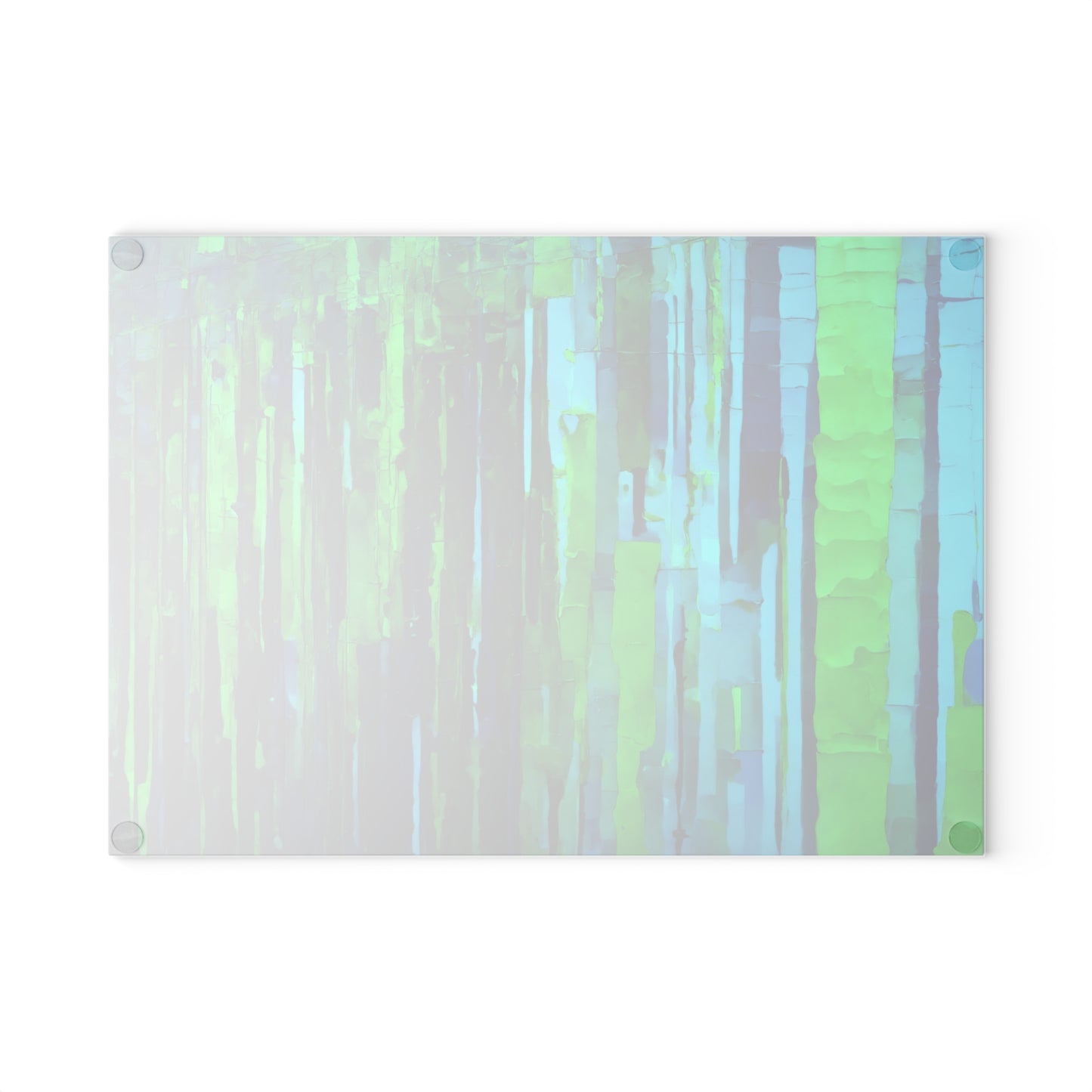 Striped Blue Green 8" x 11" Glass Cutting Board