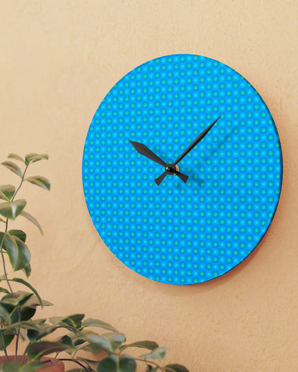 Blue Green Star-crossed Bodies Acrylic Wall Clock, Round or Square, 10.75" x 10.75"