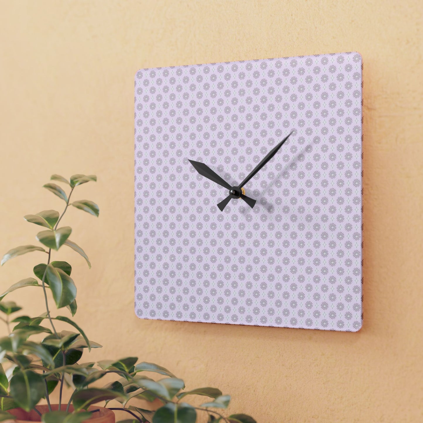 Pink Mornings Star-crossed Bodies Acrylic Wall Clock, Round or Square, 10.75" x 10.75"