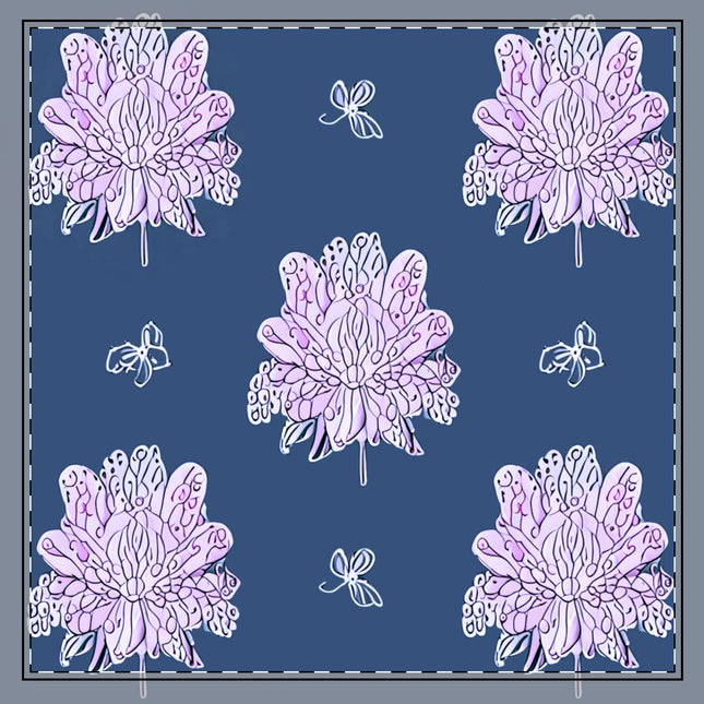 Purple White Floral Butterflies 22" x 22" Cotton Twill Napkin