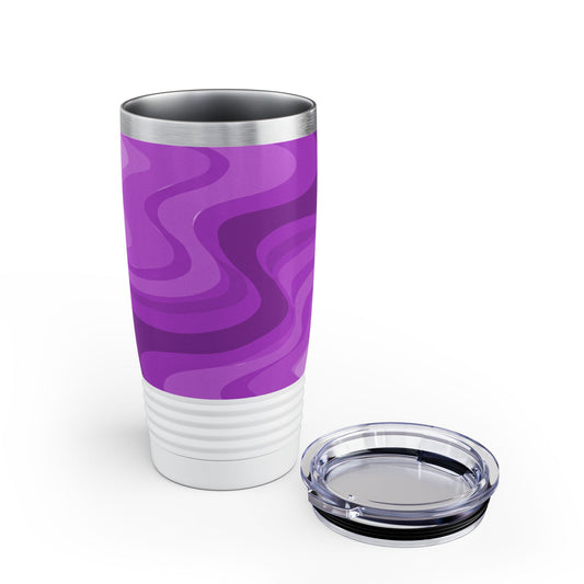 Wavey Purple Wavey Ringneck Tumbler, 20oz in white, steel and black