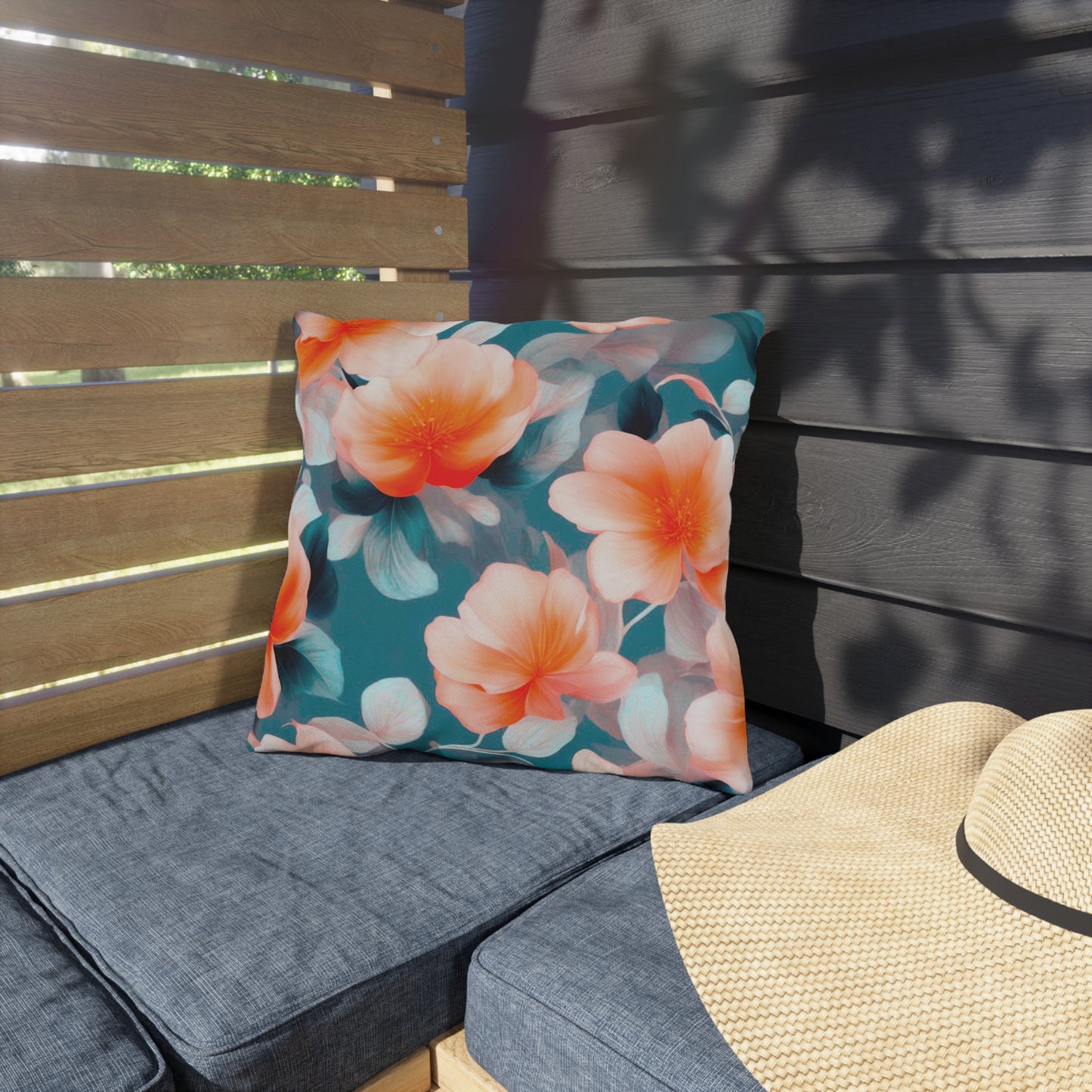 Orange Blossom Floral Bunch Outdoor Pillow, 16" x 16"