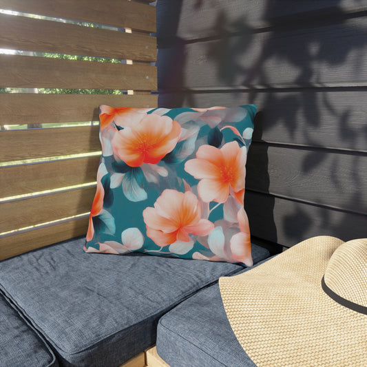 Orange Blossom Floral Bunch Outdoor Pillow, 16" x 16"
