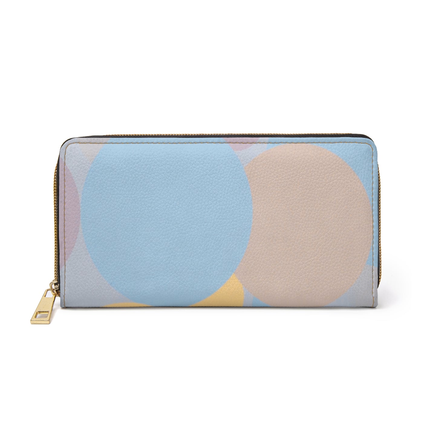Pastel Baby Blue and Peach Patches Elegant Abstract Zipper Wallet - Stylish & Functional Accessory for Everyday Use