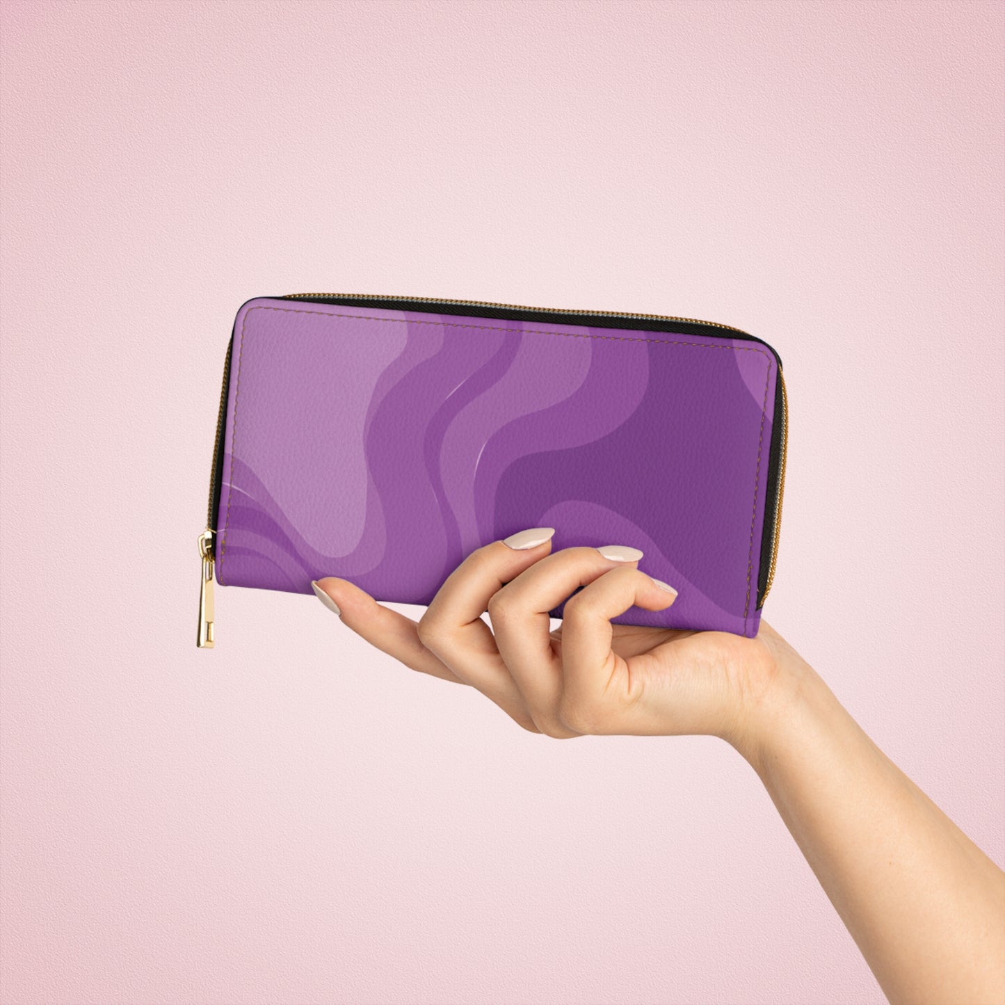 Wavey Purple Wavey Elegant Abstract Zipper Wallet - Stylish & Functional Accessory for Everyday Use