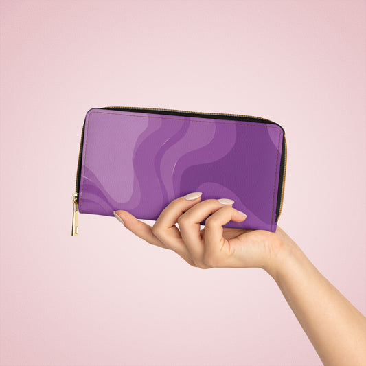Wavey Purple Wavey Elegant Abstract Zipper Wallet - Stylish & Functional Accessory for Everyday Use