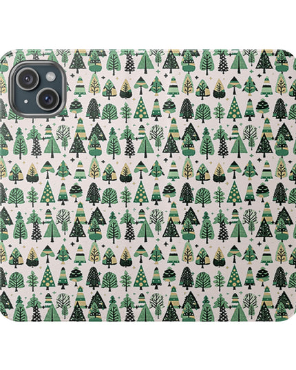 Mini Vintage Green Trees Flip Cases, Iphone 15 Plus