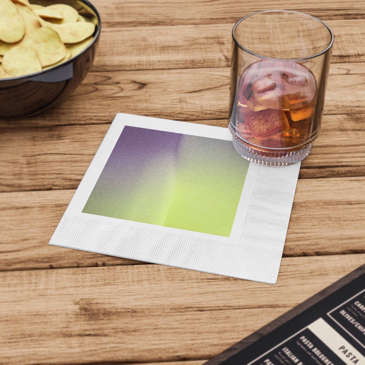 Purple Golden Fade White Coined Napkins, 6.5" x 6.5"