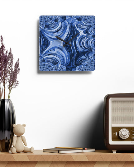Uzi Spiral Deep Blue Acrylic Wall Clock, Round or Square, 10.75" x 10.75"