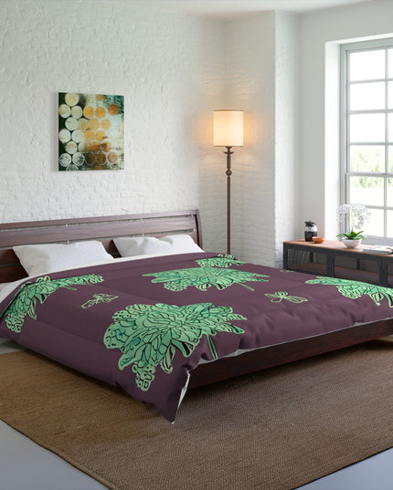 Mint Green Floral Butterflies 104" × 88" Comforter