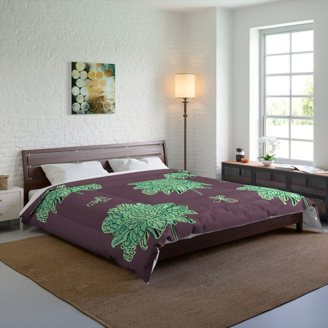 Mint Green Floral Butterflies 104" × 88" Comforter