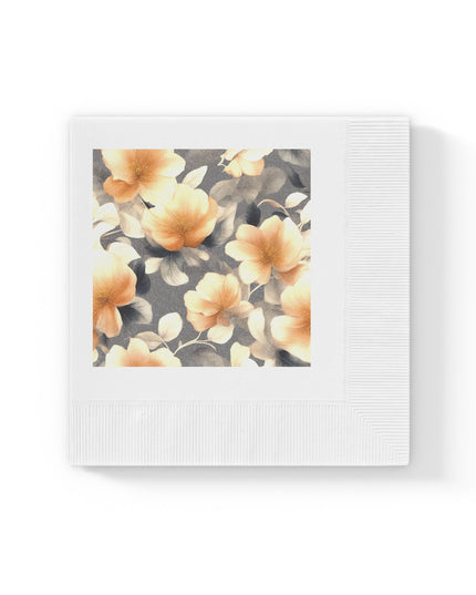 Soft Blossom Floral Bunch White Coined Napkins, 4.8" x 4.8"