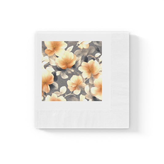 Soft Blossom Floral Bunch White Coined Napkins, 4.8" x 4.8"