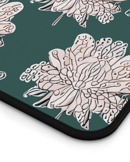 Soft White Floral Butterflies 12" x 22" Desk Mat