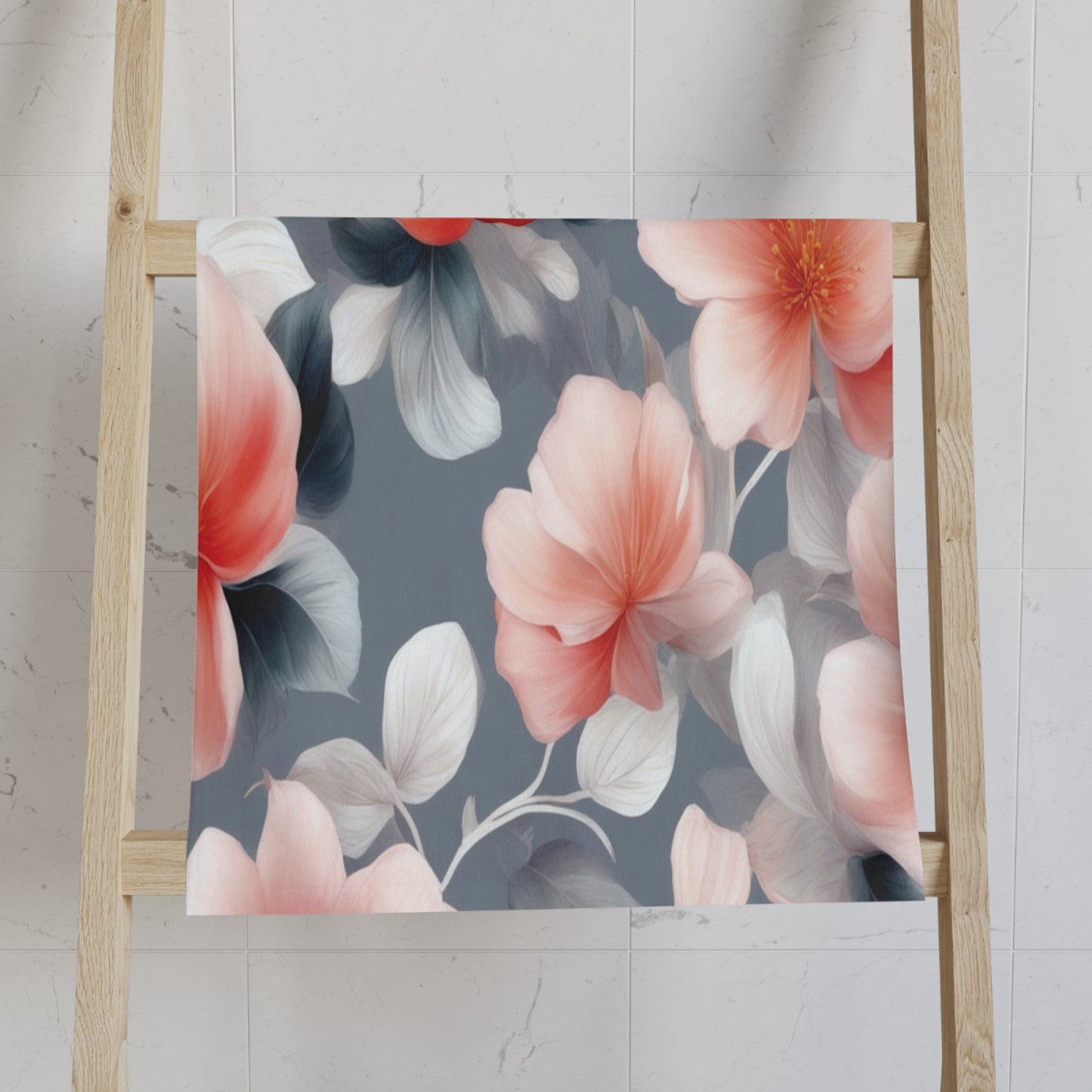 Red Blossom Floral Bunch Hand Towel, 16" x 28"