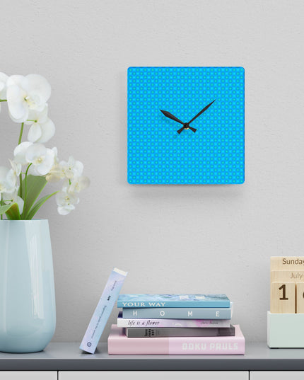 Blue Green Star-crossed Bodies Acrylic Wall Clock, Round or Square, 10.75" x 10.75"