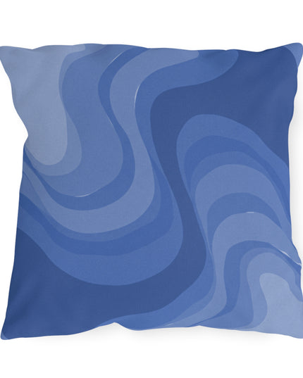 Deep Blue Wavey 18" x 18" Outdoor Pillow