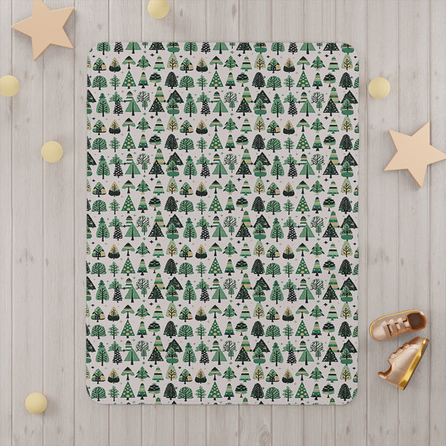 Mini Vintage Green Trees Toddler Blanket, 30" x 40"