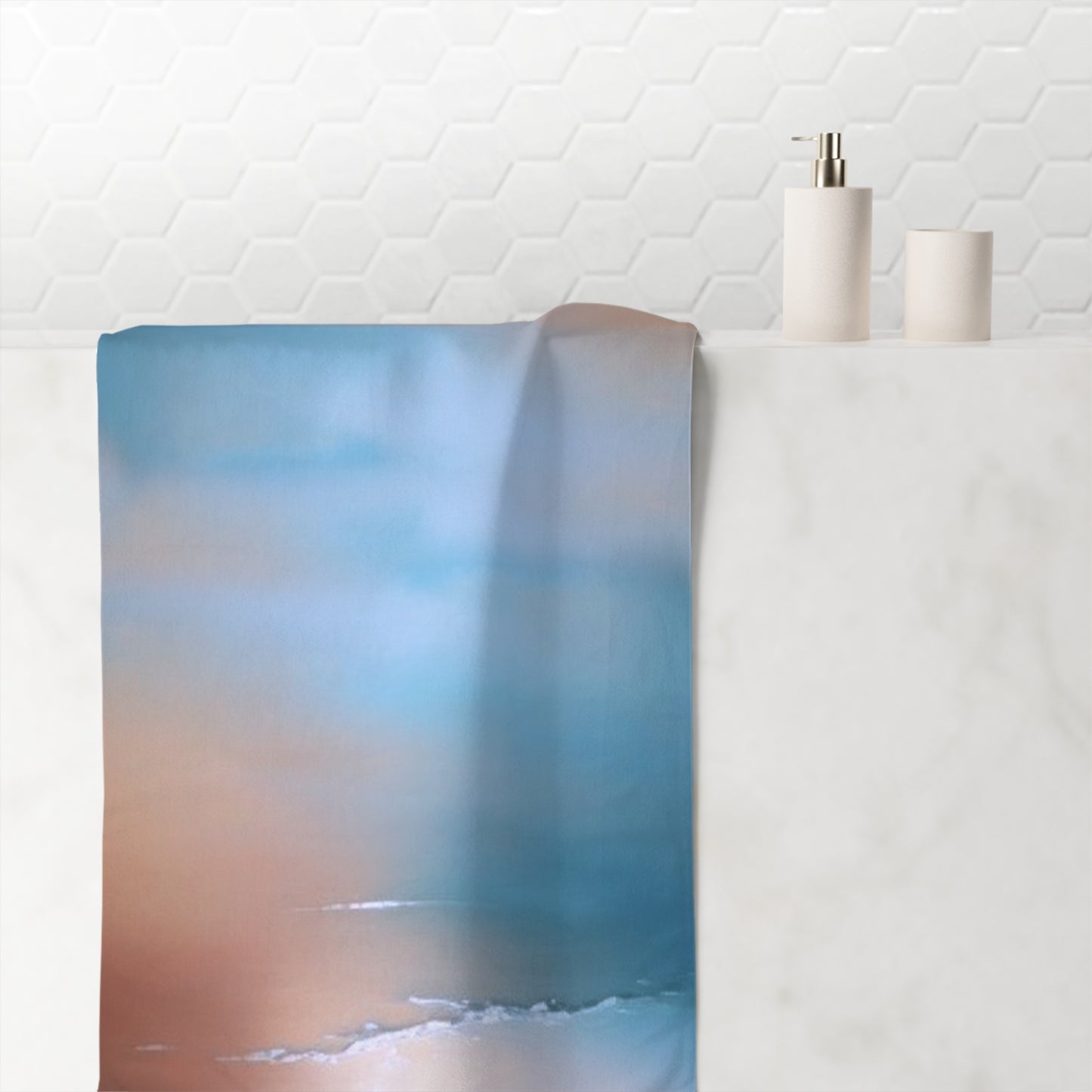 Blue Sea Peach Fog 30" x 60" Mink-Cotton Towel (50% polyester, 50% cotton)