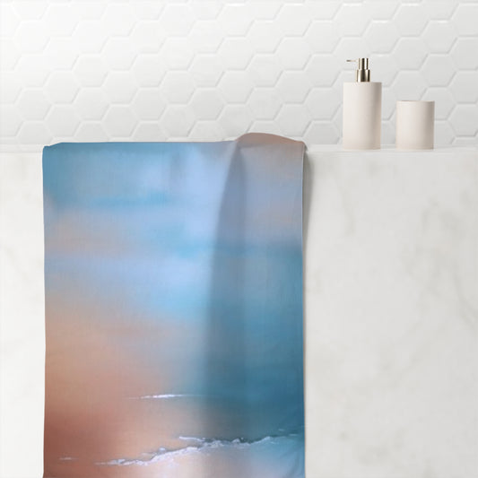 Blue Sea Peach Fog 30" x 60" Mink-Cotton Towel (50% polyester, 50% cotton)