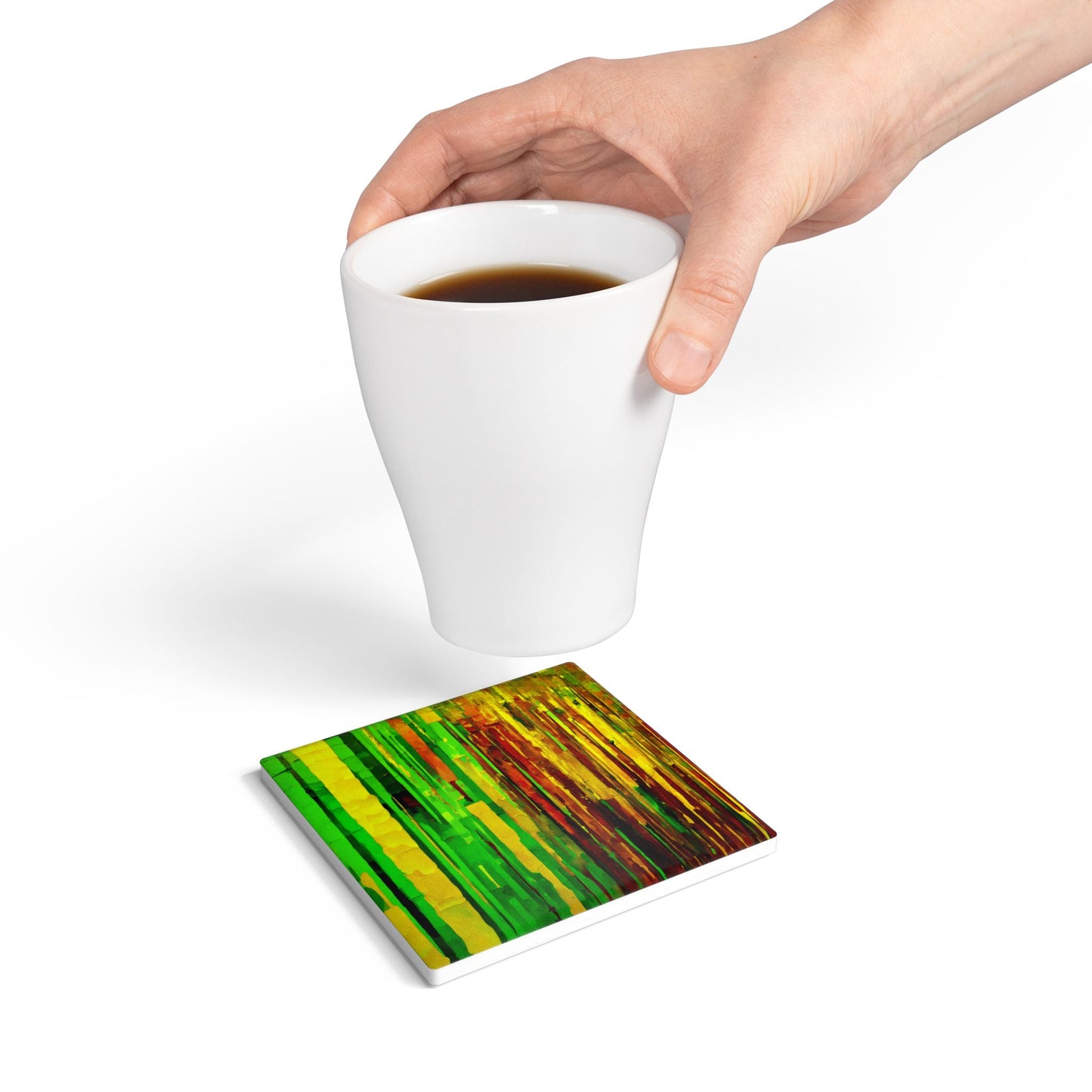 Striped Beta 4" x 4" Square Ceramic Coaster