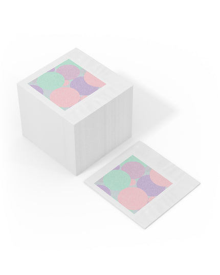 Pastel Peach and Soft Green Patches White Coined Napkins, 6.5" x 6.5"
