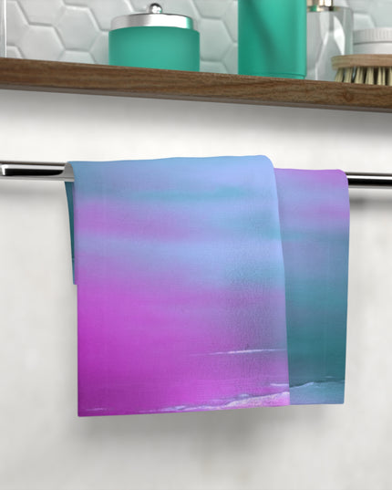 Dark Blue Green Sea Purple Fog Face Towel, 13" x 13"