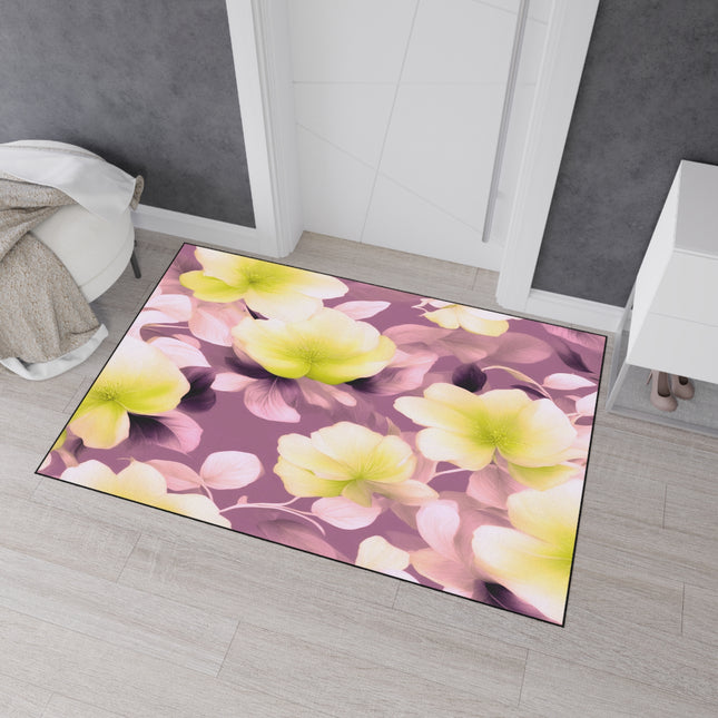 Lemon Blossom Floral Bunch Heavy Duty Floor Mat, 48" x 72"