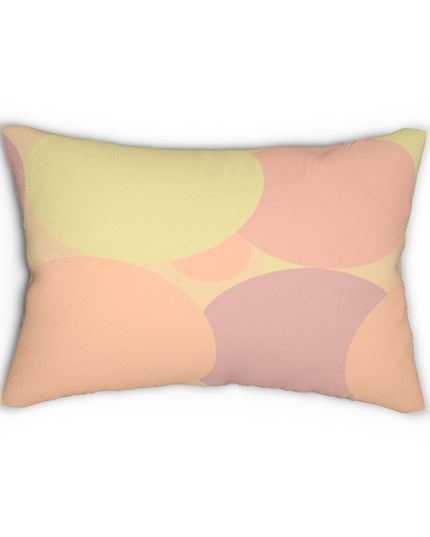 Pastel Hot Peach Patches Spun Polyester Lumbar Pillow, 20" x 14"
