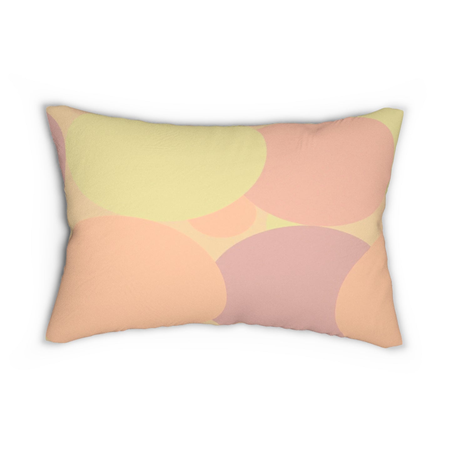 Pastel Hot Peach Patches Spun Polyester Lumbar Pillow, 20" x 14"