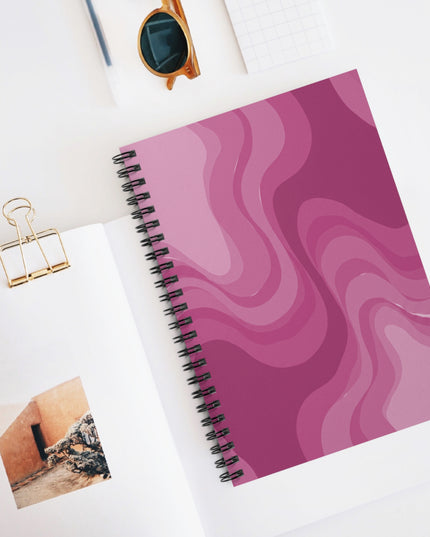 Pinky Mauve Wavey Spiral Notebook - Ruled Line, 6" x 8", 118 pages