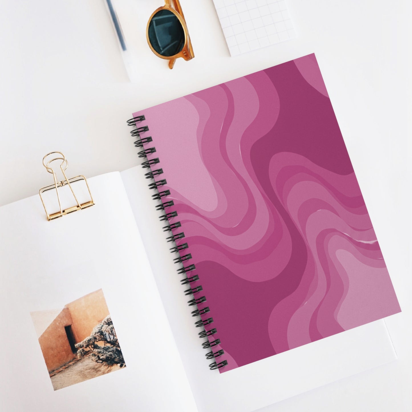 Pinky Mauve Wavey Spiral Notebook - Ruled Line, 6" x 8", 118 pages