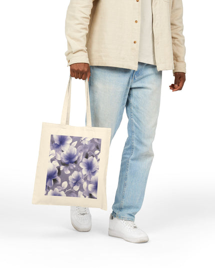 Indigo Blossom Floral Bunch Cotton Canvas Tote Bag