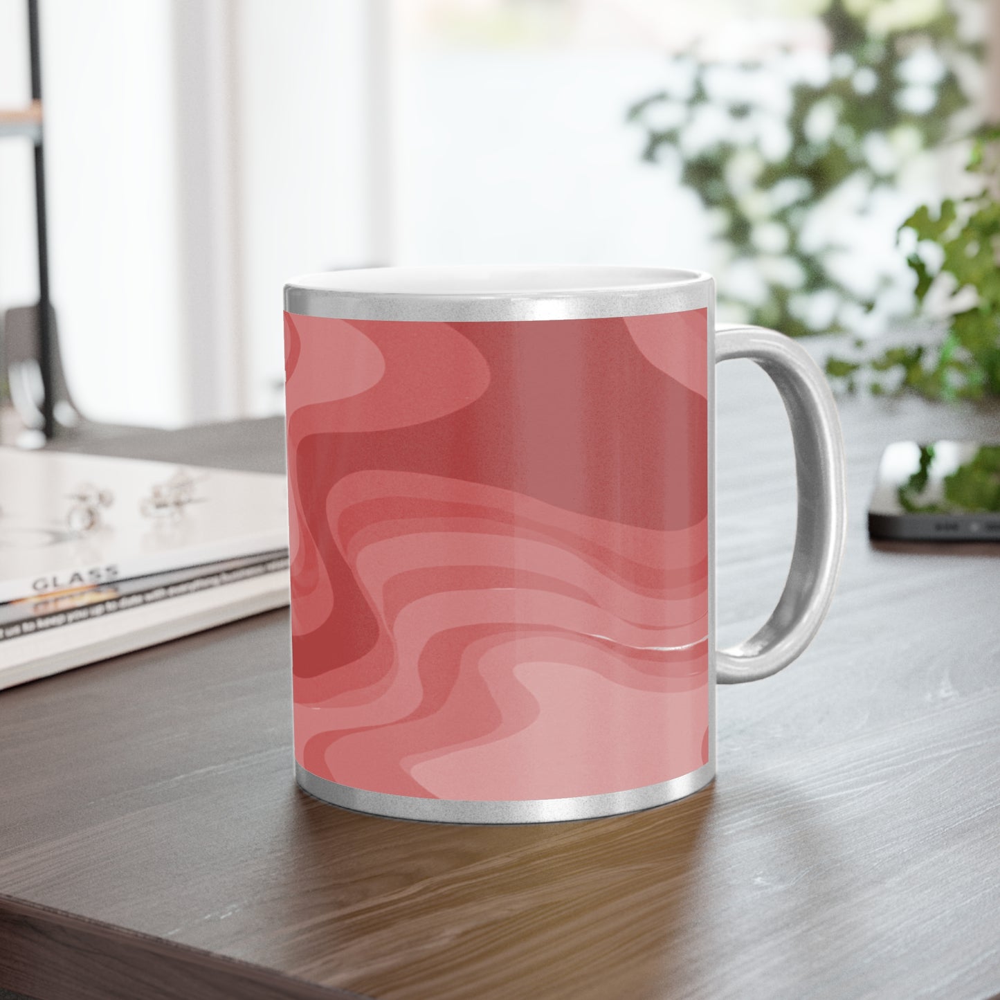Power Red Wavey 11 oz Metallic Mug (Silver\Gold)
