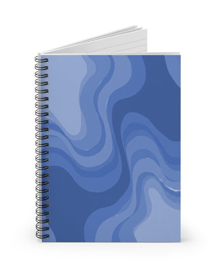 Deep Blue Wavey Spiral Notebook - Ruled Line, 6" x 8", 118 pages