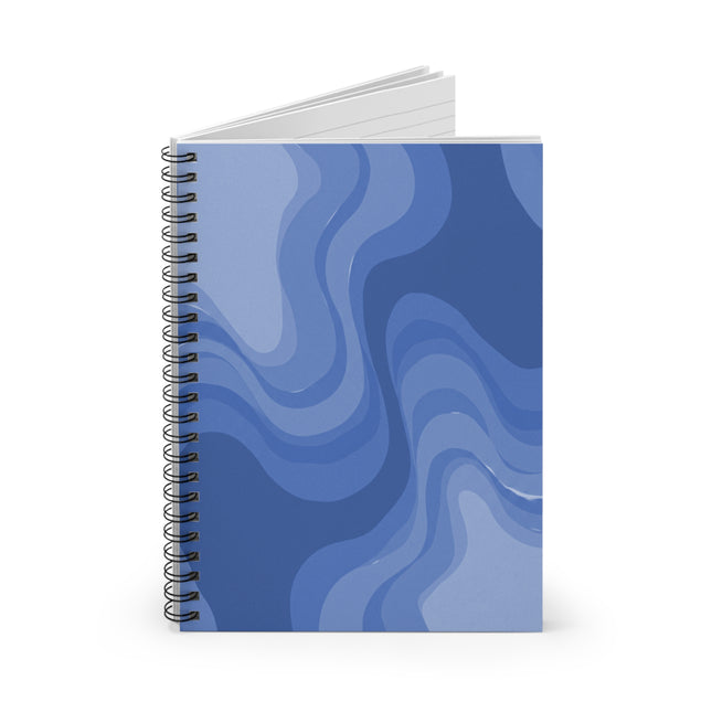 Deep Blue Wavey Spiral Notebook - Ruled Line, 6" x 8", 118 pages
