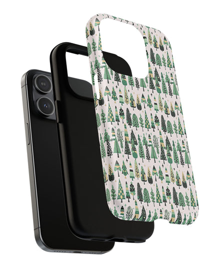 Mini Vintage Green Trees Iphone 15 Pro Tough Magnetic Cases
