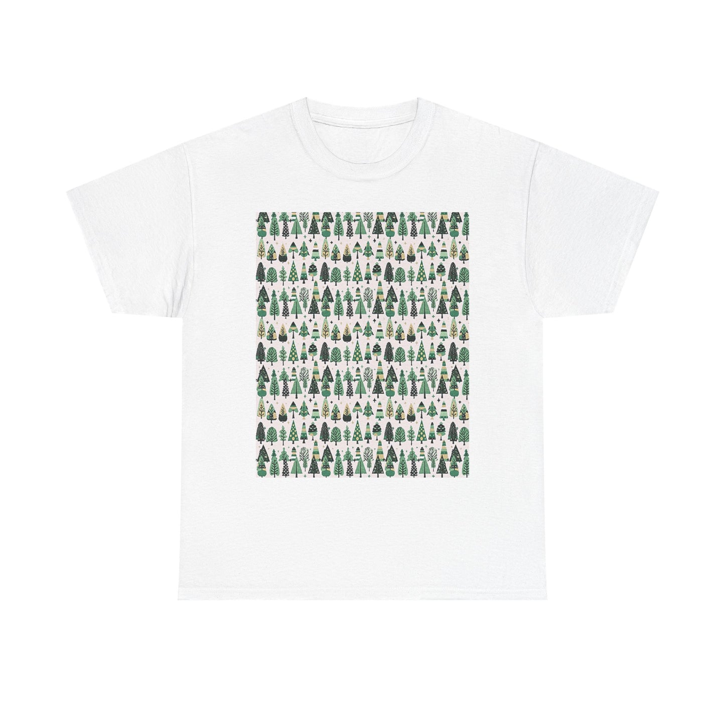 Mini Vintage Green Trees Unisex Heavy Cotton Tee, Small