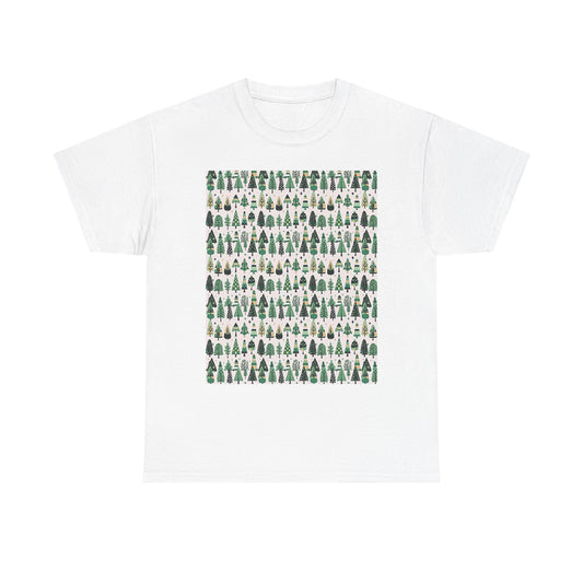 Mini Vintage Green Trees Unisex Heavy Cotton Tee, Small
