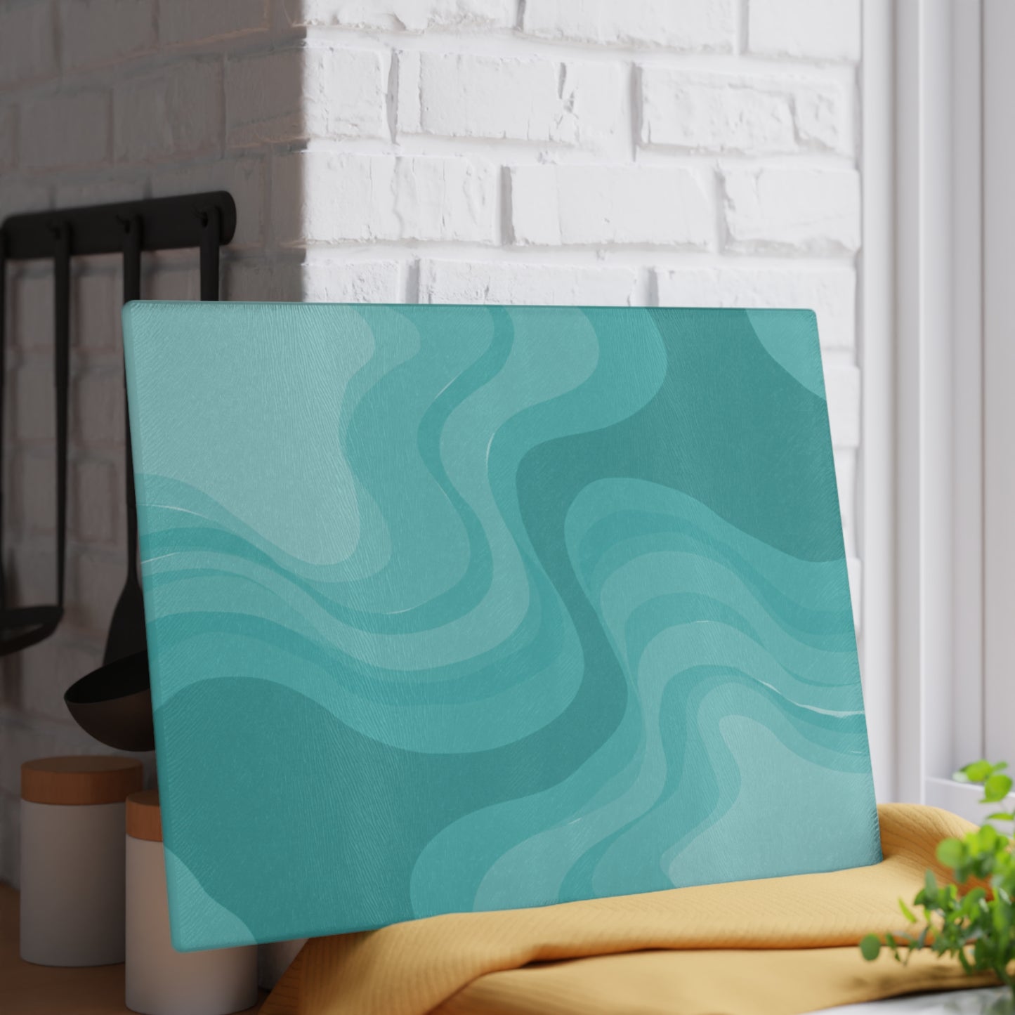 Tif Green Wavey Glass Cutting Board, 11" x 15"