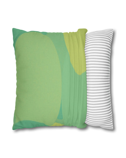Pastel Green Patches Spun Polyester Square Pillowcase, 14" x 14"