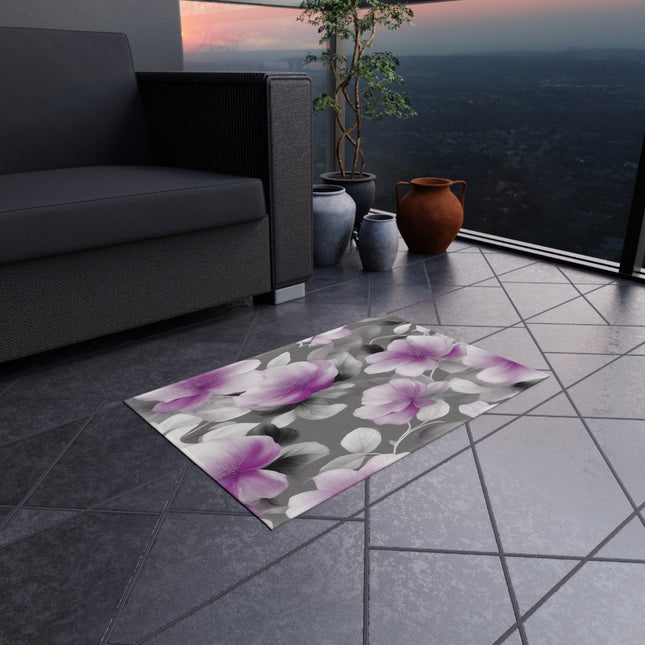 Purple Blossom Floral Bunch Outdoor Rug, 24" x 36"